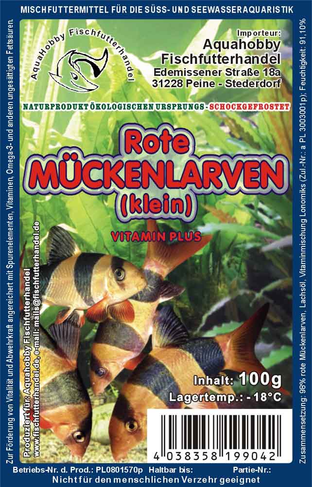 Rote Mückenlarven 100g Frostfutter Blister