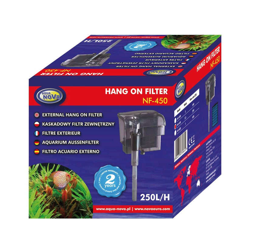 Aqua Nova NF-450 – leistungsstarker Hänge-Außenfilter für Aquarien bis ca. 80 Liter
